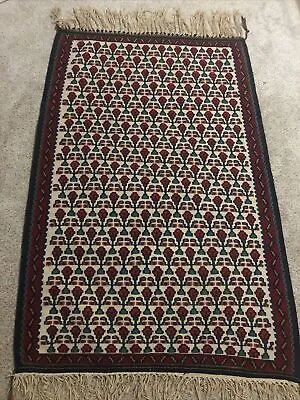 Vintage Carpet Rug Kilim Handmade Flat-Woven Wool Rug 2.1”x3.4” • $49.99