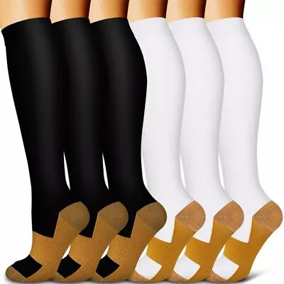 (3 Pairs) Compression Socks 8-15mmHg Moisture Wicking Support Stocking XL • $17.48