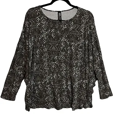 Marla Wynne Top Dolman Sleeve Animal Print Soft Stretchy Oversized Sz M/L • $23.15