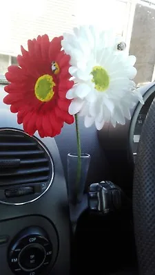 Double Gerbera Daisy Dashboard Car Flower For VW Beetle Bug Fiat Mini Vase +Gift • $12.62