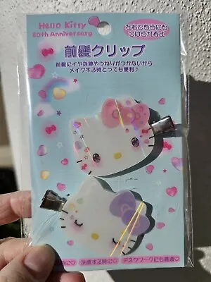 Sanrio Hello Kitty 50th Birthday Pink Purple Hair Clips Japan Kawaii • $23