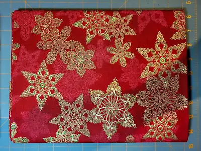 Fabric: Christmas Large Metallic Snowflakes 42 X67  (excludes Selvage) • $12.73