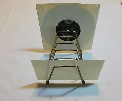 Vtg Lp Album/45 Rpm Holder Rack Stand Gold Metal Wire Tabletop Small Mixed Uses • $25