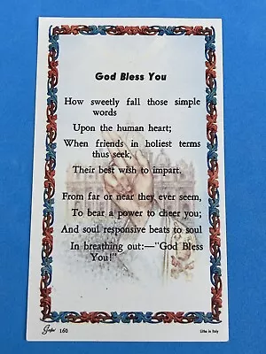 $1.25 • Buy Vintage Catholic Holy Prayer Card - “God Bless You”