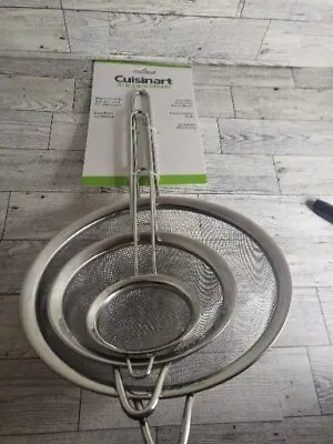 Cuisinart Fine Mesh Strainers Stainless Steel Cooking Colander 3pk 3 Sizes • $7.13