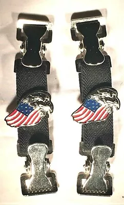 Usa Flag Eagle Motorcycle Biker Pants Boot Strap Heavy Duty Clip Made In Usa • $23.99