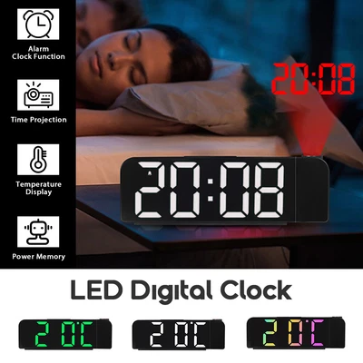 £13.99 • Buy LED Digital Clock Time Projection Alarm Clock Temperature Date Display