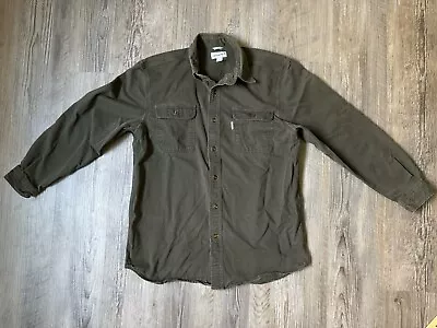 Carhartt Button Down Long Sleeve Work Shirt Green Size Large • $15