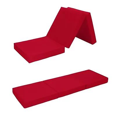Ready Steady Bed Red Fold Out Adult Sofa Bed Futon Single Folding Z Bed Mattress • £52.97