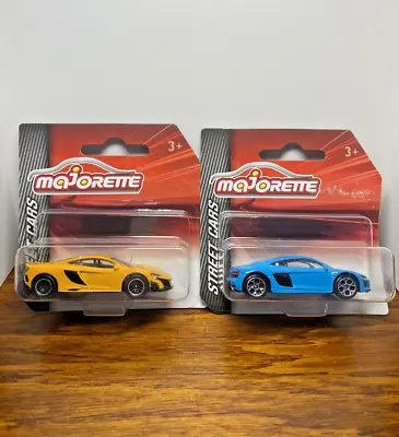 Majorette 2019 McLaren 675 LT Yellow #248 & Audi R8 MK2 Blue Street Cars New X2 • $14.99