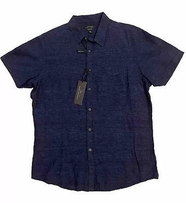 Marc Anthony Mens Shirt Slim Fit Blue Marled Short Sleeve Lightweight Size L • $24.95