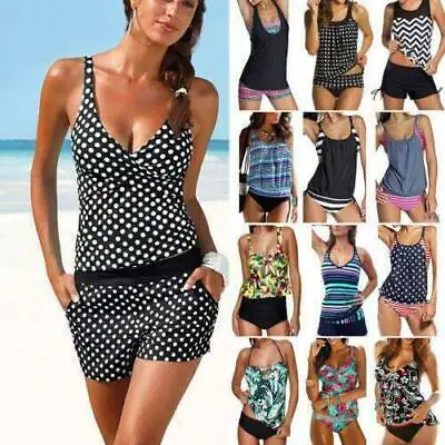 £17.19 • Buy UK Women Tankini Set Tank Top Swimwear Swimsuit Beach Swimming Costume Plus Size