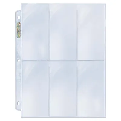 25  Ultra Pro PLATINUM 6 POCKET Album Pages For 2.5 X 5.25 Tall Long Cards 25 • $12.34