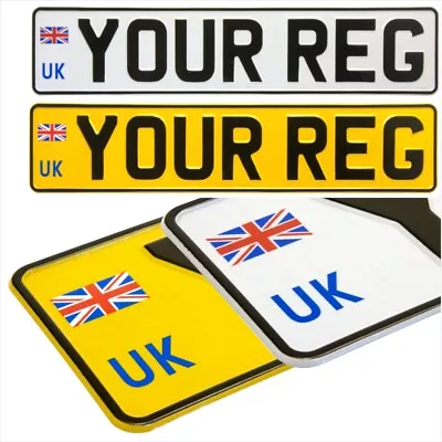 New Style 2x UK Union Jack Badge Pressed Number Plates Metal Car REG Road Legal • £19.75