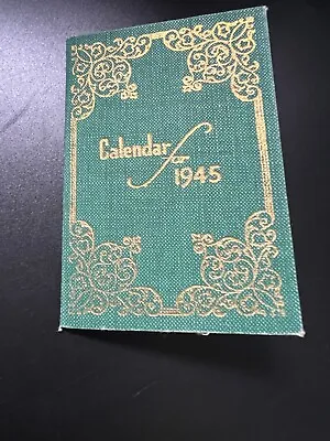 Vintage 1945 Mini In  Covered Calendar 3 1/4 H X 2 1/4W Excellent Condition • $9
