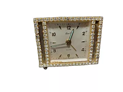  Bradley Wind Up Gold With Rhinestones  Alarm Clock  Vintage  • $22.50