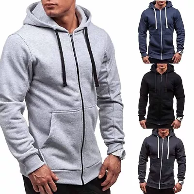 Sweatshirt Coat Hoodies Long Sleeve Regular Running Solid Color Zip Up • £14.43