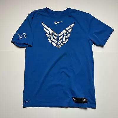 Nike CJ81 Megatron Calvin Johnson Dri-Fit T-Shirt Detroit Lions Blue Sz Medium • $19.49
