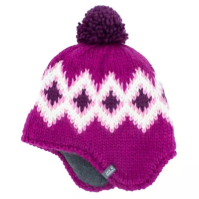 Jack Wolfskin Diamond Knit Cap Beanie Kids Winter Hat Pink 1905431-2105 • £12.01