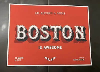 Mumford & Sons Boston MA Poster TD Garden 12/09/2018 Maggie Rodgers Delta Tour • $69.99