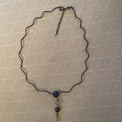 $34.95 • Buy Herkimer BLACK PEARL  DROP Necklace 925 By Deb Guyot New!