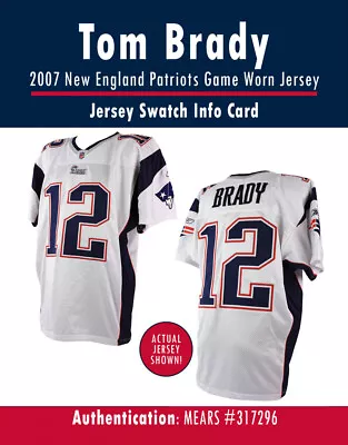 Tom Brady Game-worn 2007 New England Patriots Jersey Swatch Box • $89.99