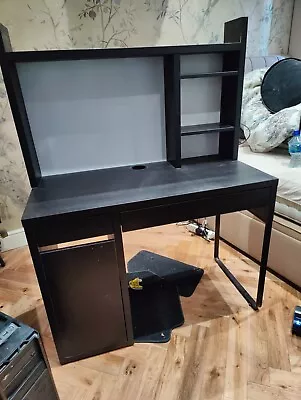 IKEA MICKE Desk & Shelf - Black/Brown (Excellent Condition) • £35