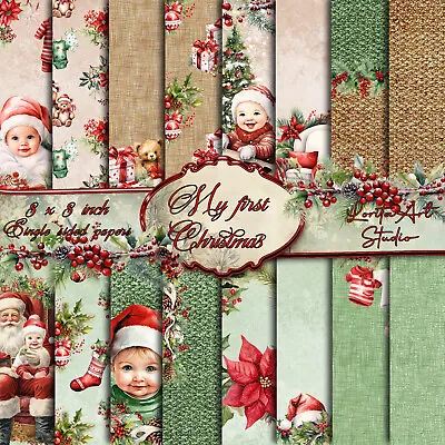 My First Christmas Xmas Paper Pads Baby First Christmas Scrapbook Paper • £9.49