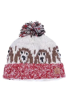 Pachamama Hazy Hound Dog Bobble Beanie Hand Knitted Lined Wool & Mohair Blend • £22.95