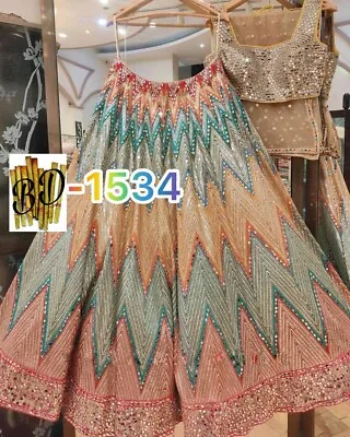 $89.04 • Buy Sequins Mirror Work Lehenga Choli Ghagra Indian Lengha Bollywood Sari Saree Dres