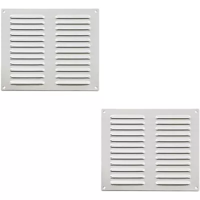 2x 242 X 242mm Hooded Louvre Airflow Vent Polished Chrome Internal Door Plate • £92.49