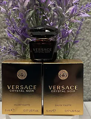 2 X Versace Crystal Noir 0.17 Oz Mini Eau De Toilette Splash By  VERSACE FOR HER • $14.21