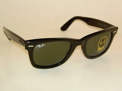 New Ray Ban ORIGINAL WAYFARER Sunglasses Black Frame RB 2140 901 Green Lens 50mm • $116.95