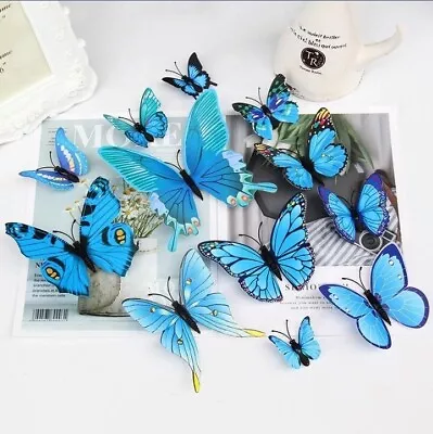 12 X 3D Butterfly Wall Stickers Home Decor Room Decoration Sticker Bedroom Cute • £3.79