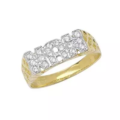 9ct Yellow Gold Ladies Bskt Sides Nan Zirconia Ring RN164 • £197.37