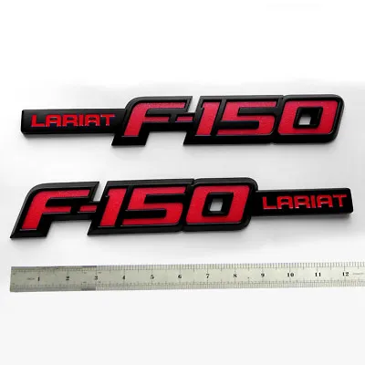 $29.53 • Buy 2x OEM F-150 Lariat Emblem Badge Fender 3D Logo Fits F150 F Black Genuine Parts