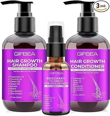 Hair Growth Shampoo Conditioner Set W/Rosemary Biotin Argan Castor Oil Women Men • £15.50