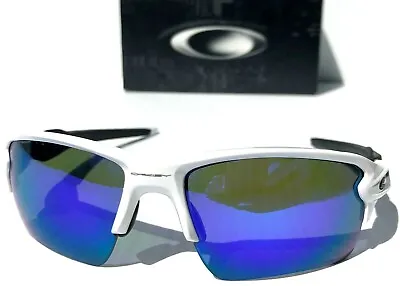 NEW* Oakley FLAK JACKET 2.0 WHITE W POLARIZED Galaxy Blue Sunglass 9188 • $148.87