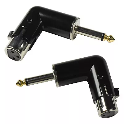 2-Pack HQRP 3-Pin XLR Female To 1/4  Male TS Angle Adapter Right Left And 90° • $11.95