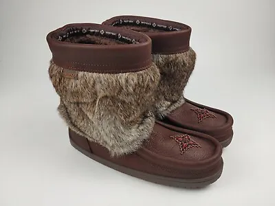 MANITOBAH MUKLUKS Brown Leather Boot Moccasins Size Ladies 10/Mans 8 • $200