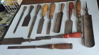 Antique Chisel & Gouge Lot  Buck Bros Peugeot Freres  Many Others • $75