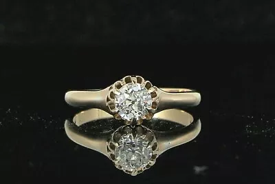 $3550 Vintage Estate 14K Yellow Gold .55ct Old Miner Cut Diamond Engagement Ring • $1250