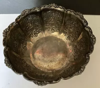 Vtg Meridian Silver Plate Co Quadruple Plate Bowl 01555 • $34.99