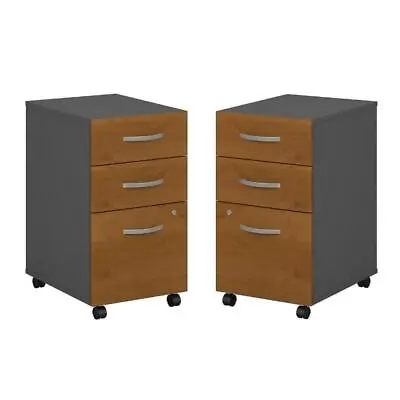 Home Square 2 Piece Mobile Filing Cabinet Set With 3 Drawer In Natural Cherry • $708.99