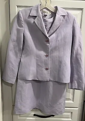 VTG CASUAL CORNER Womens SZ 2 Spring Embroidered Lavender Sheath Dress & Jacket • $18.60