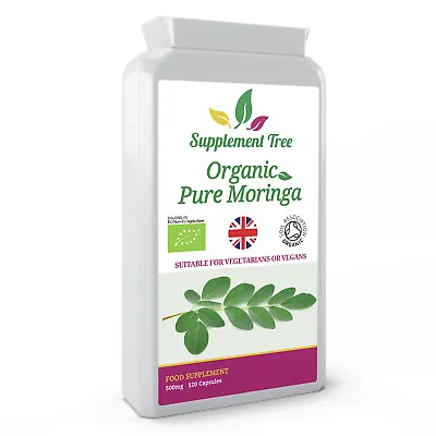 £12.97 • Buy ORGANIC Moringa Oleifera 500mg 120 Capsules Pure Moringa Leaf Powder Supplement