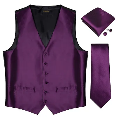 $19.66 • Buy Mens Formal Wedding Waistcoat Paisley Floral Suit Vest Slim Tuxedo Silk Tie Set
