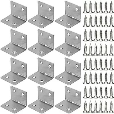 Silver 12 Pcs 1.5 X 1.1 Inch Corner Braces L Brackets Heavy Duty Metal 90 Deg... • $11.56