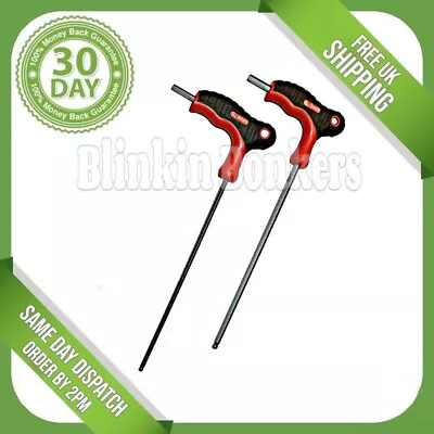 T Bar Handle Hex Key Set Ball Point Double End Long Handle Allen Alen Alan H4 H5 • £6.49