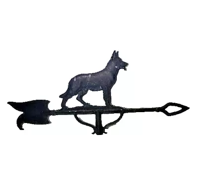 Vtg GERMAN SHEPHERD Dog Metal Outdoor Black Weathervane Direction Indicator • $149